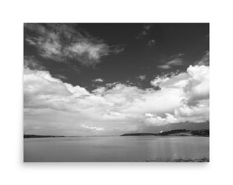 Stampa dell'estuario di Shannon, poster paesaggistico in bianco e nero