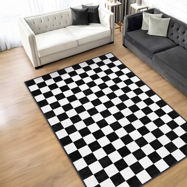 Black and White Rug Etsy