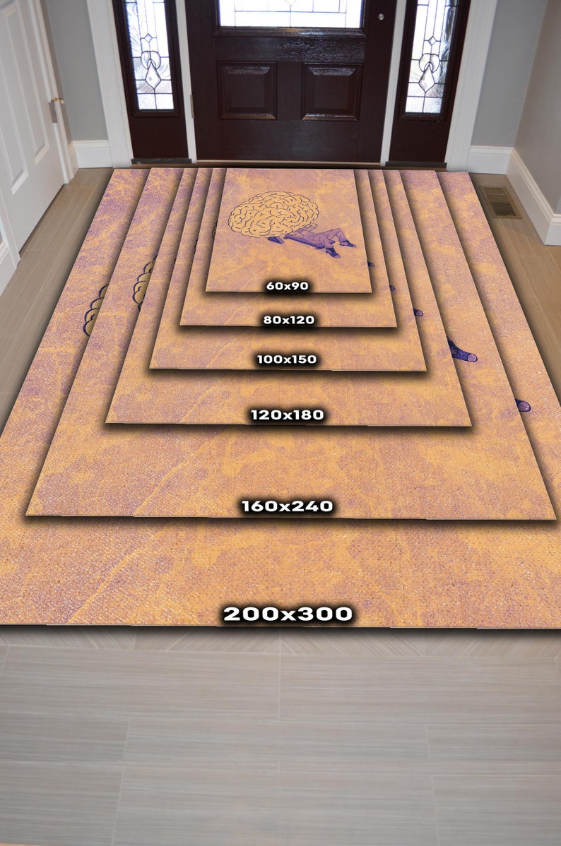 Alfombra moderna para una decoración original, lavable para pensadores, soñadores y zonas de descanso, con temática de psicología, terapeuta y fantasía. imagen 7