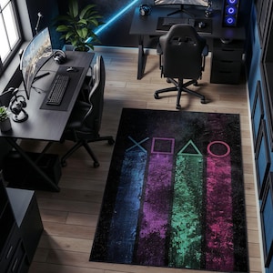 Joystick Gamer Rug: Washable Video Game Room Decor