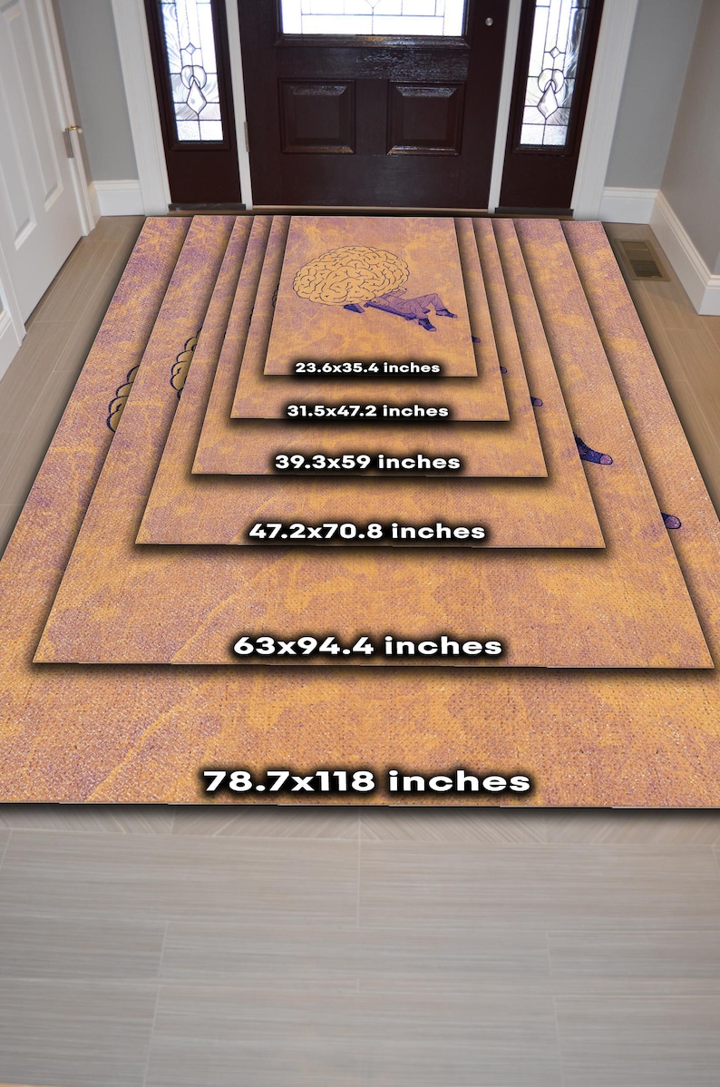 Alfombra moderna para una decoración original, lavable para pensadores, soñadores y zonas de descanso, con temática de psicología, terapeuta y fantasía. imagen 6