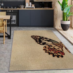 Wicker Rug Look Butterfly Rug For Aesthetic Room Decor,  Butterfly Wing Home Decor, Minimalist Rug, Aesthetic Rug For Modern Living Room,