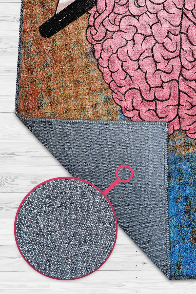 Rebuild Brain Area Rug, Mental Health Art Decor, Machine Washable Non ...