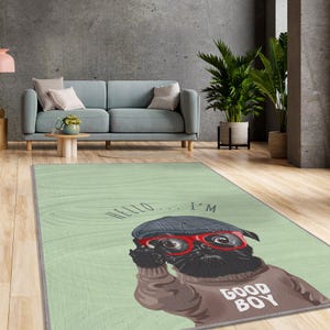 Cute Pug Rug For Dog Lover Gift, Vintage Dog Rug For Dog Owner Gift, Cute Dog Welcome Mat, Dog Rug For Pug Mom Gift, Funny Puppy Rug