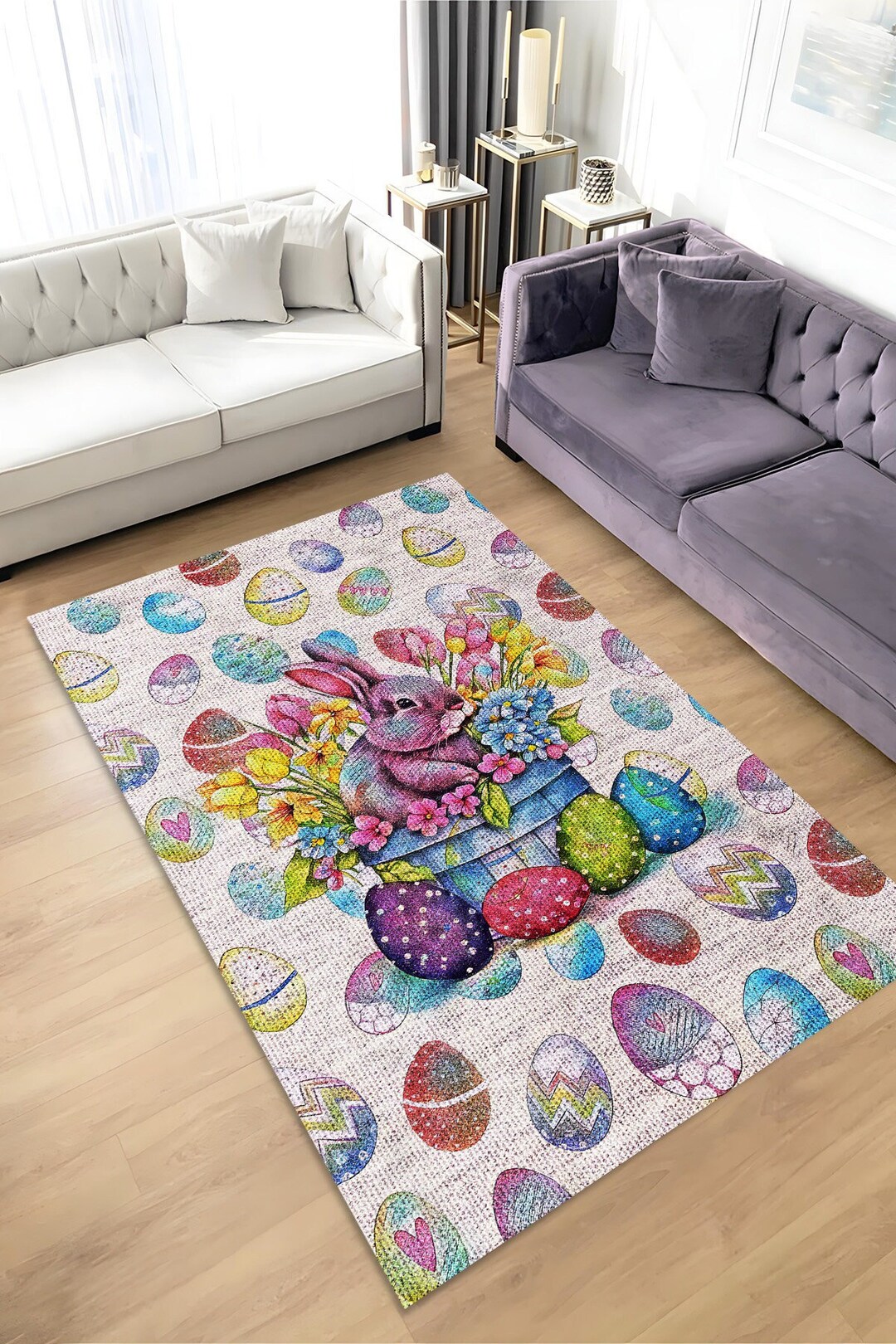Bunny Eggs Easter Rug, Easter Rug, Easter Gift, Easter Spring, Easter