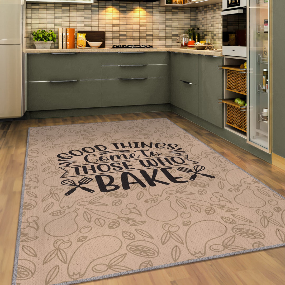 Industrial Retro Kitchen Rug Fruit Vegetables Pattern Kitchen Etsy