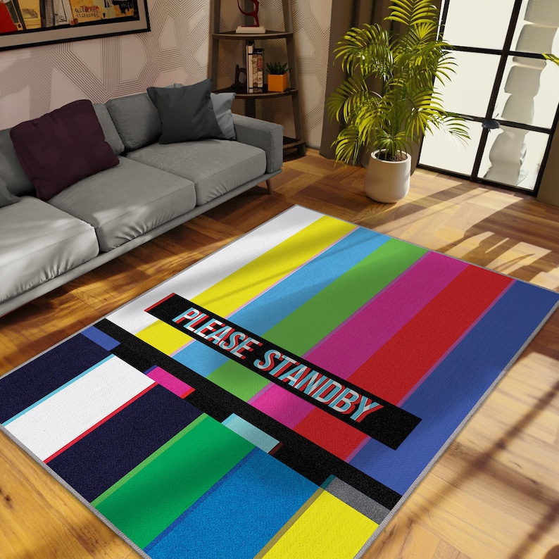Retro TV Test Pattern Funky TV Rug: Colorful Y2K Home Decor - Etsy