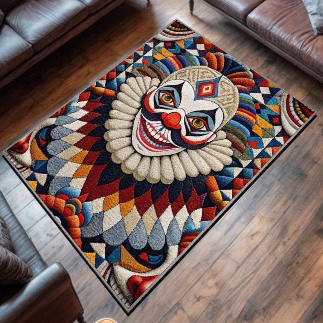 Clown Gift, Clown Rug for Clowncore Decor, Retro Clown Rug, Colorful ...