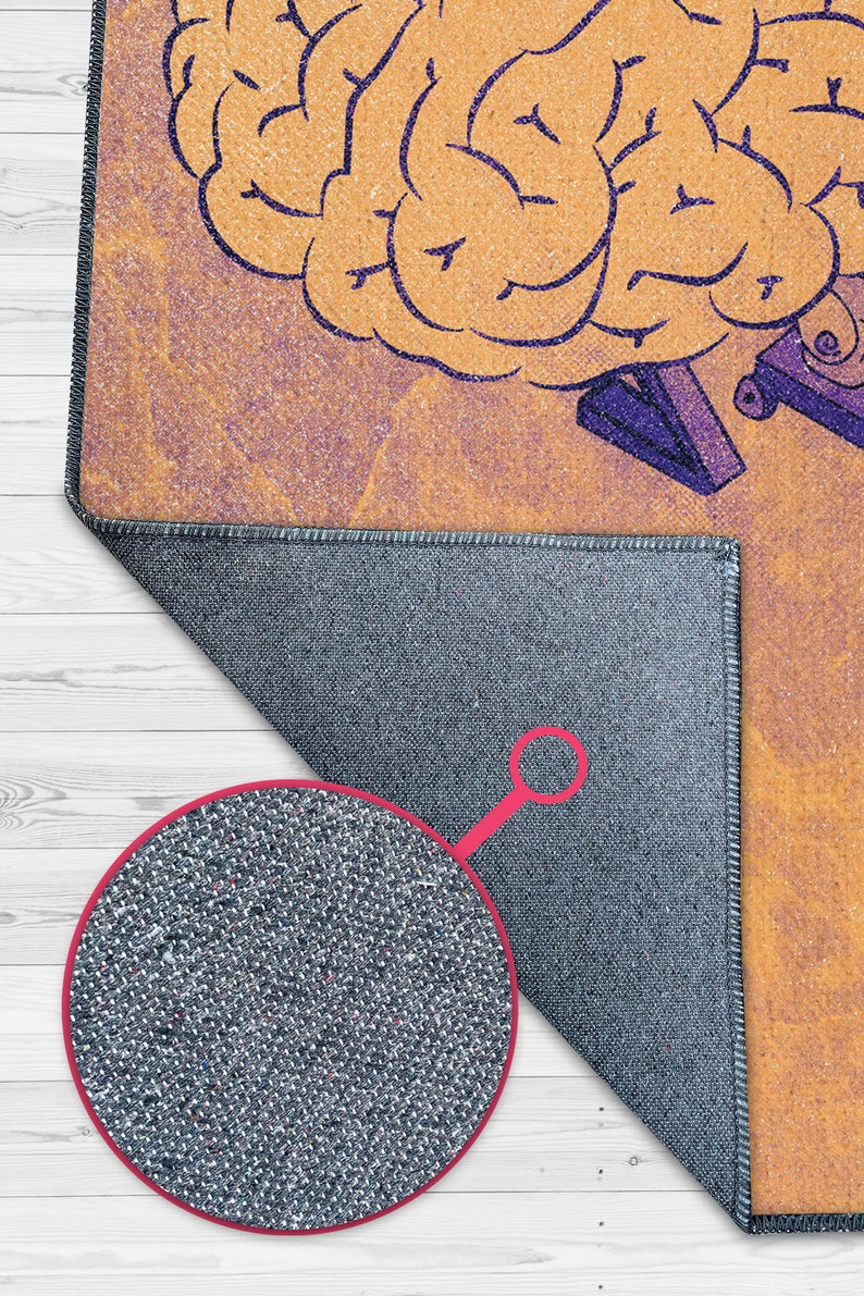 Alfombra moderna para una decoración original, lavable para pensadores, soñadores y zonas de descanso, con temática de psicología, terapeuta y fantasía. imagen 4