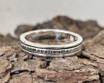 Hammered Sterling Silver Spinner Ring: Fidget Meditation Ring