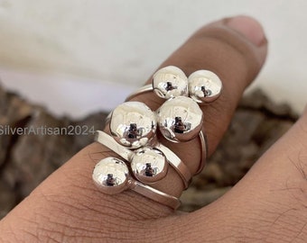 Sterling Silver Ball Ring: Chunky Geometric Statement Ring