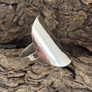 Long Statement Ring, 925 Sterling Silver, Boho Rings for Women, Large Full Finger, Cigar Cuff Ring, Long Ring, Big chunky full finger ring