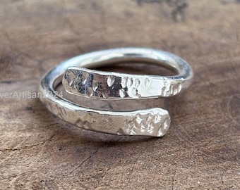Hammered Sterling Silver Ring: Adjustable Boho Thumb Ring
