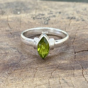 Handmade Sterling Silver Peridot Ring: Green Gemstone Band
