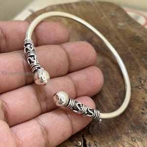 Thick Sterling Silver West Indian Bangle: Boho Yoga Bracelet
