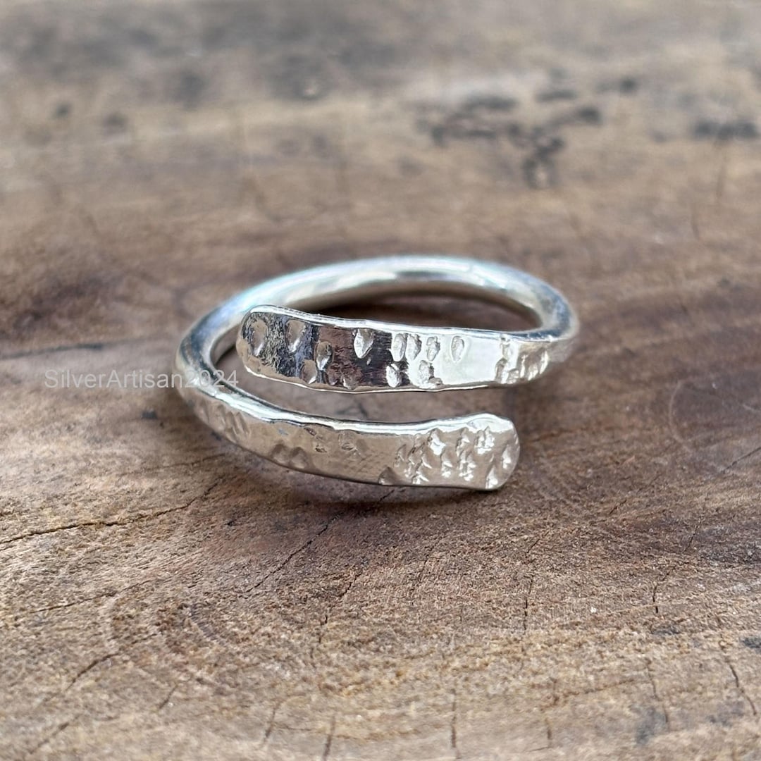 Hammered Sterling Silver Ring: Adjustable Boho Thumb Ring - Etsy UK