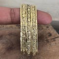Solid Brass Bangle Set: Gold Tone Stacking Bracelets, Handmade in India