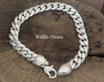 925 sterlingzilveren 10 mm gastronomische Cubaanse schakelarmband, zware herenketting (handgemaakt)