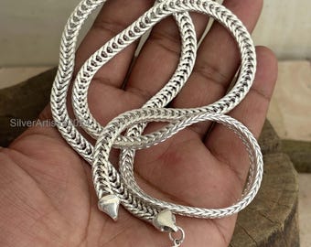 925 Sterling Silver Handmade Chain Necklace, Unisex Pendant Chain