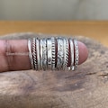 Sterling Silver Stacking Rings Set: Assorted Patterns, Thin & Thick
