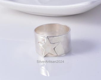 Sterling Silver Star Ring, handmade ring, 925 Silver star ring, Beautiful Ring, Band Star Ring,Valentine Day Ring, Boho Ring, Gift For Her