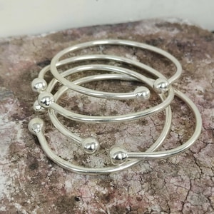 Thick Sterling Silver Bangles - West Indian Style, Set of 4