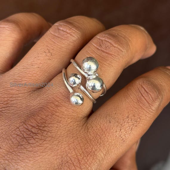 Anello a quattro sfere in argento sterling: anello impilabile con