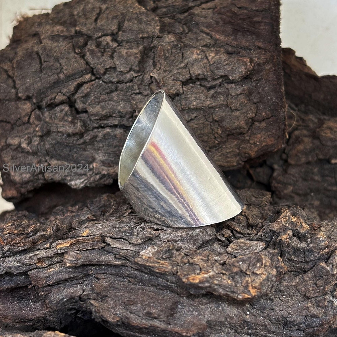Larimar & Sterling Silver Wide Band Ring: Handmade Boho Thumb Ring - Etsy