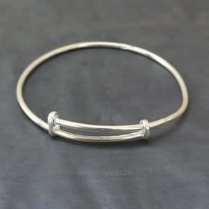 Sterling Silver Adjustable Bangle Bracelet,Silver Classic Bangle, Smooth  Silver Charm Bracelet, Expandable Charm Bangle, Full Cuff Bangle