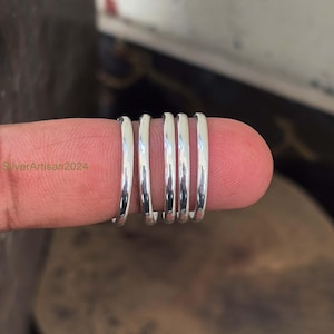 925 sterlingzilveren stapelringset, 5-draads minimalistische band, handgemaakte stapelbare multiring