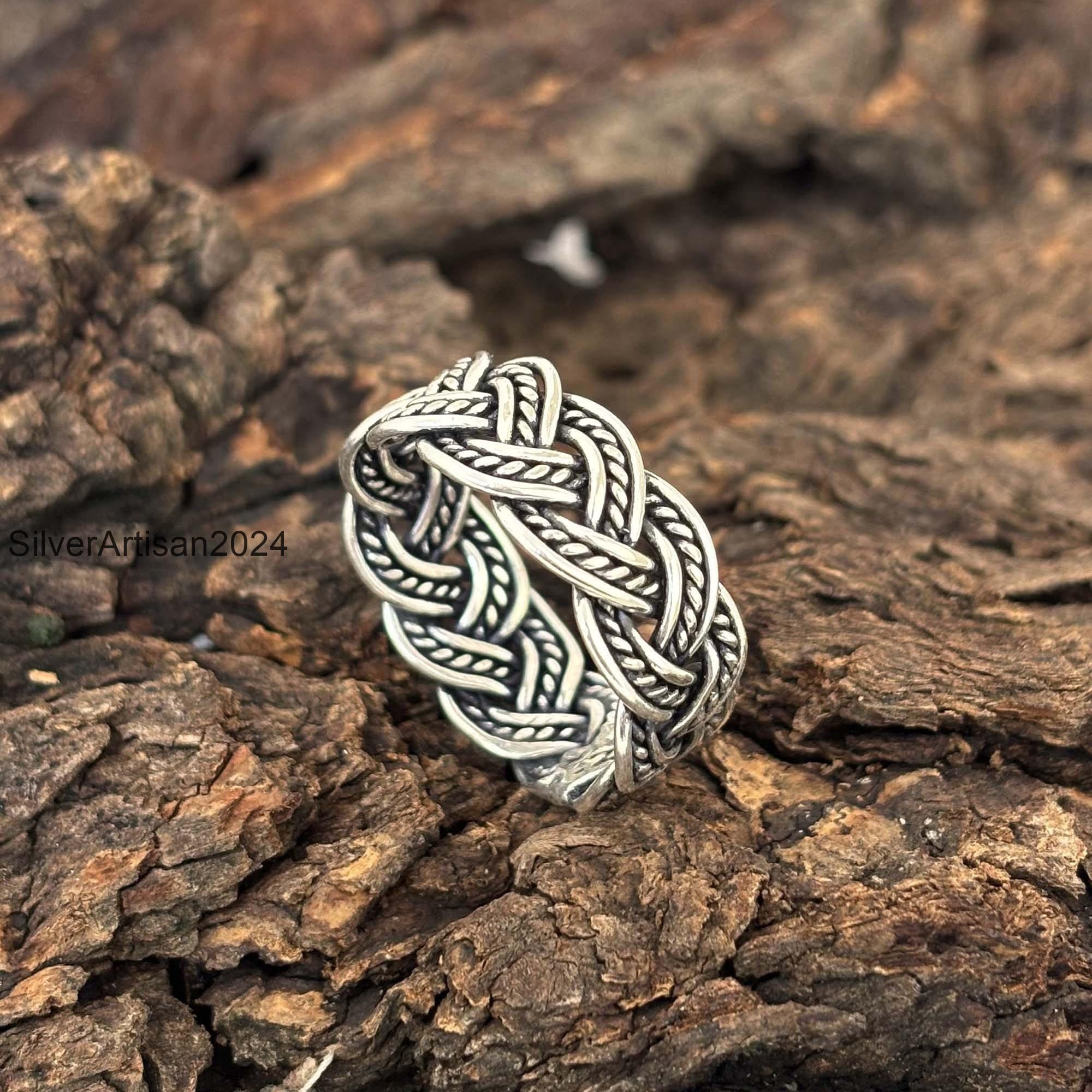 Braided Silver Ring, Braided Silver Band Ring, 925 Sterling Silver, Handmade Ring, Hand Stacking Braied Ring, Braided Band Ring, Boho Ring