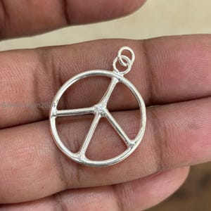 Solid 925 Sterling Silver 60&#39;s Hippy Peace Sign Necklace Pendant or Earrings - Handmade  - Pendant for Men Women, Antique Silver Jewelry