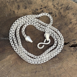Handgjort halsband i sterlingsilver med palettmönster, grov kabelkedja, punkiga smycken i lager