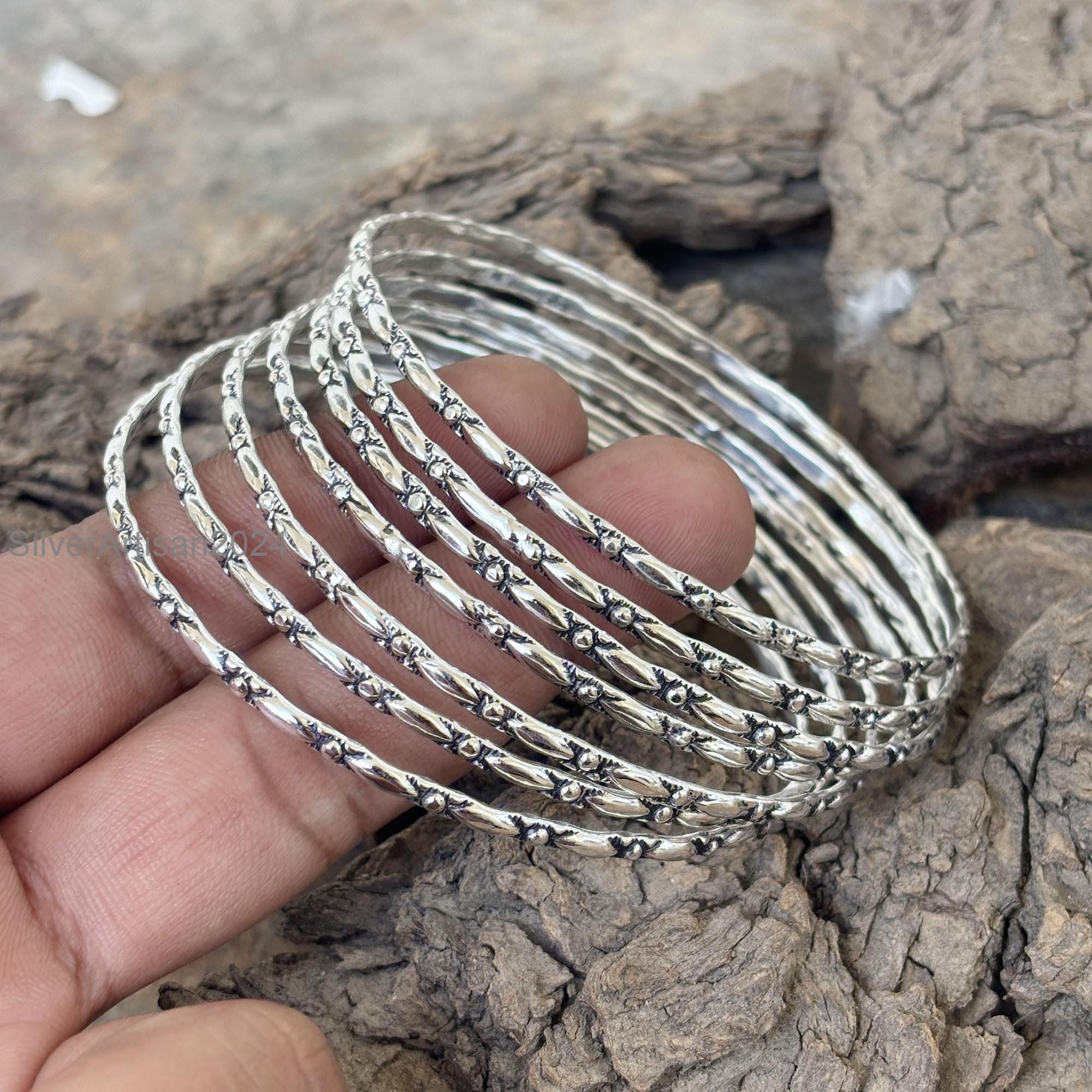 SILVER925 ROUND BANGLE/BRACELET/シルバー/ブレス Set of 3 Bangle Bracelets Sterling Silver 7.75
