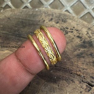 18K guldfyllt set med 3 ringar, matt finish, stapelbara löftesringar (sterlingsilver)