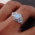 Moonstone 925 Sterling Silver Ring: Vintage Style Statement Ring