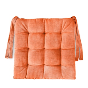 6 Handcrafted Chair Cushions with Ties 40 x 40 cm Kitchen Chair Cushions made in Italy Orange