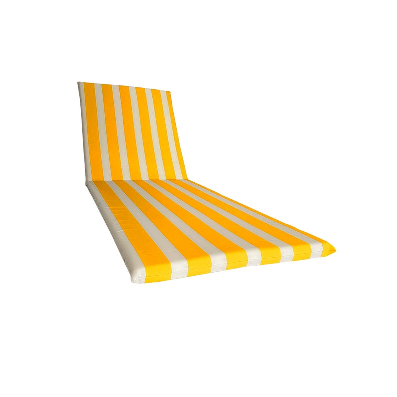 Waterproof Polyester 190 x 60 cm Sun Lounger Wrap Cushion Mattress Handmade in Italy Yellow