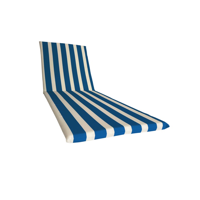 Waterproof Polyester 190 x 60 cm Sun Lounger Wrap Cushion Mattress Handmade in Italy Blue