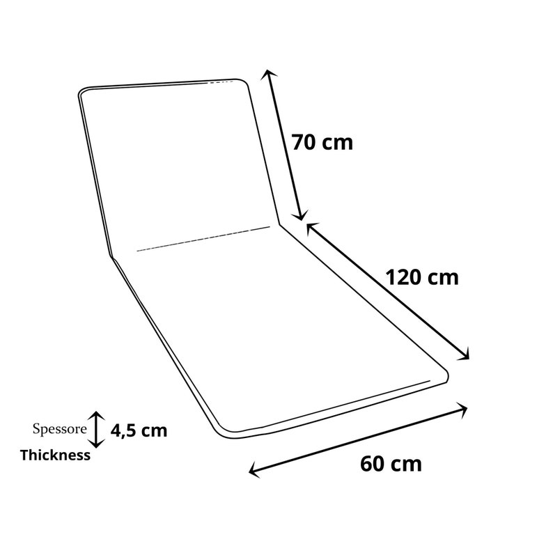 Coussin pour transat avec housse amovible 190x60 fabriqué à la main en Italie Coussin rembourré pour transat image 2