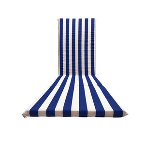 Coussin de chaise longue italien fait main 165 x 50 cm Matelas de piscine amovible et lavable en machine Bleu