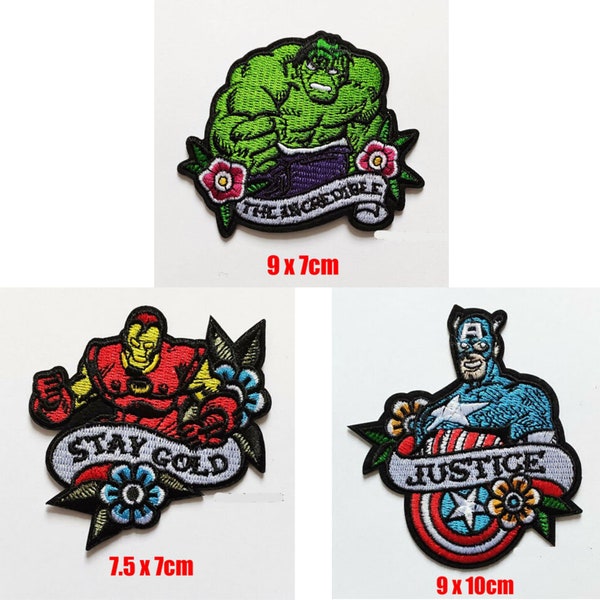 Captain America Iron Man Hulk Iron On Sew On Patches Badges