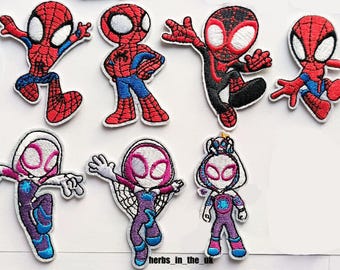 Spiderman Spin and Ghost Spider Spiderman Verse Patch Iron On Sew On Badge Patch