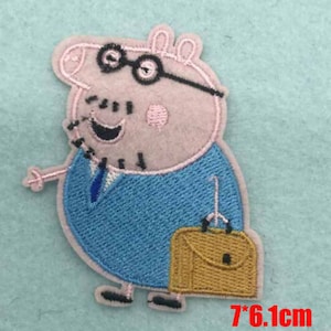 Cartoon Pig Iron On / Sew On Patch Badge pigs Dad
