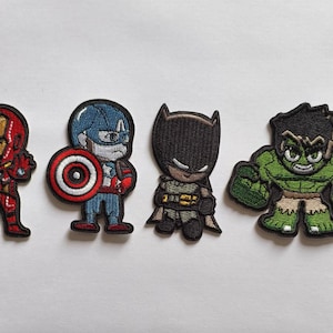 Cute Iron man Captain America Bat man Hulk Iron On Sew On Patches Badges