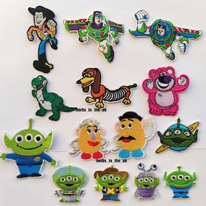 Toy Story Woody Buzz Light year Mr Potato, Alien, Lotso, Dinosaur, Lightyear Patches Badges Iron On Sew On