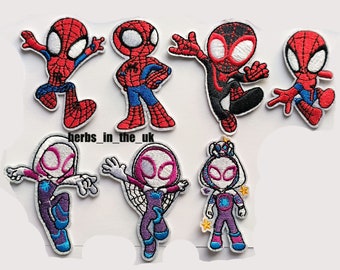 Spiderman Spin and Ghost Spider Spiderman Verse Patch Iron On Embroidered Badge Patch