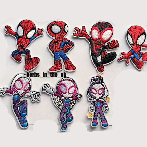 Spiderman Spin and Ghost Spider Spiderman Verse Patch Iron On Embroidered Badge Patch