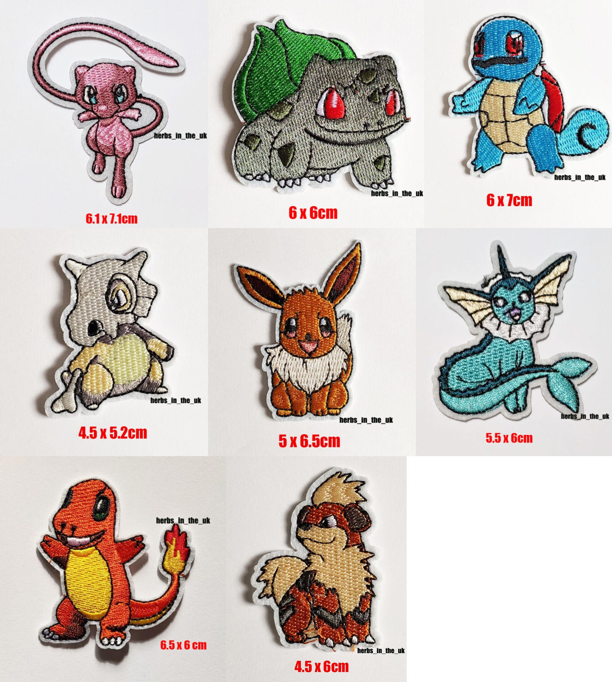 POKEMON IRON ON PATCH PIKACHU BULBASAUR SQUIRTLE CHARMANDER W/ Trading card