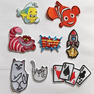 Majeur Chat, Poisson jaune, Nemo, Roquette, Chat rose, Pow, Poker Four Aces Patch Insigne thermocollant à coudre